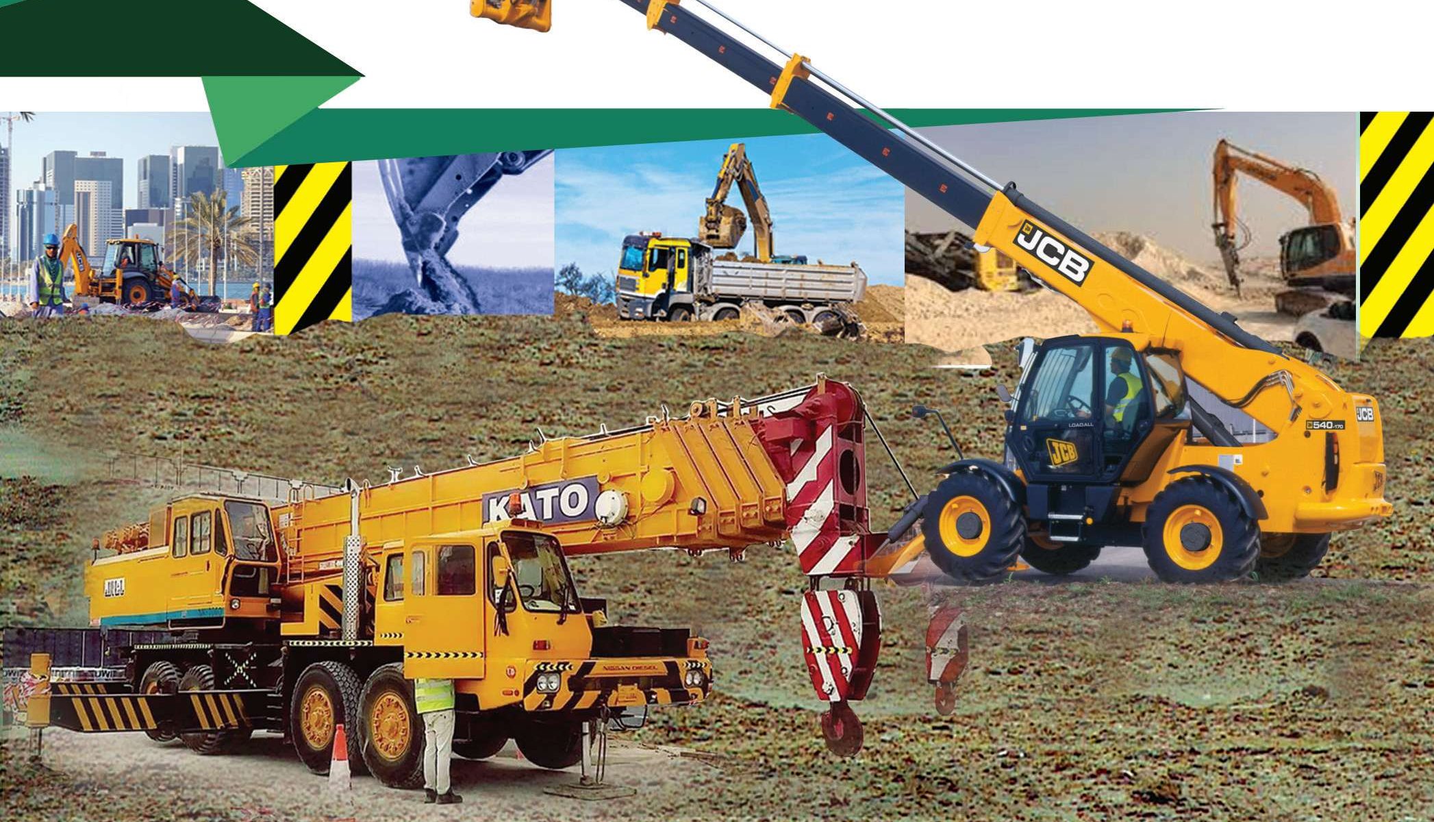 Mobile crane and JCB telehandler on an excavation site